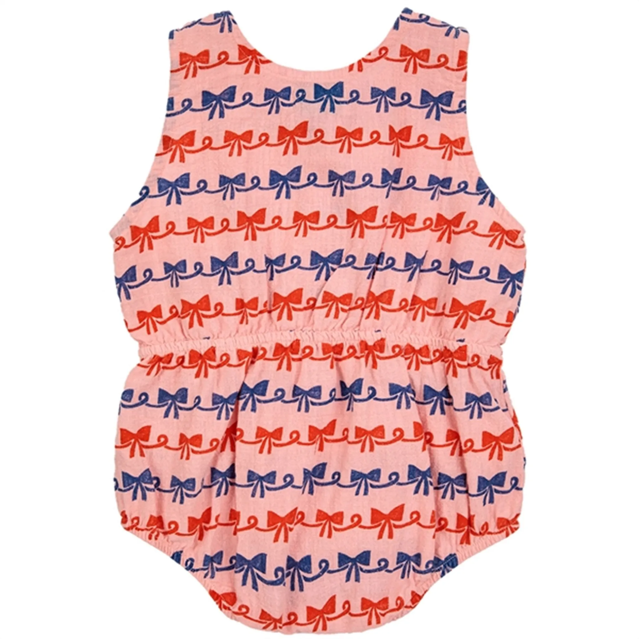 Bobo Choses Baby Ribbon Bow All Over Woven Romper Pink