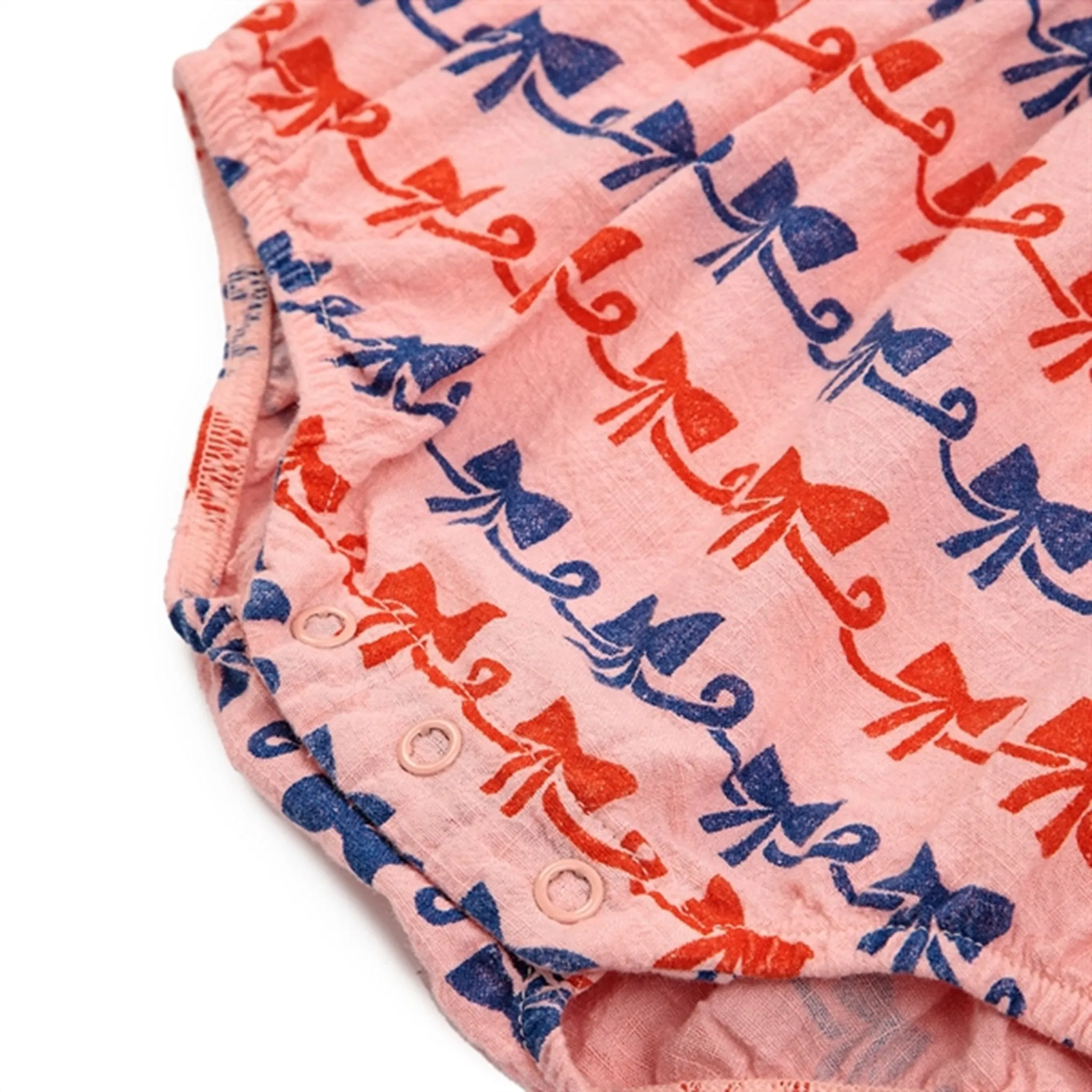 Bobo Choses Baby Ribbon Bow All Over Woven Romper Pink