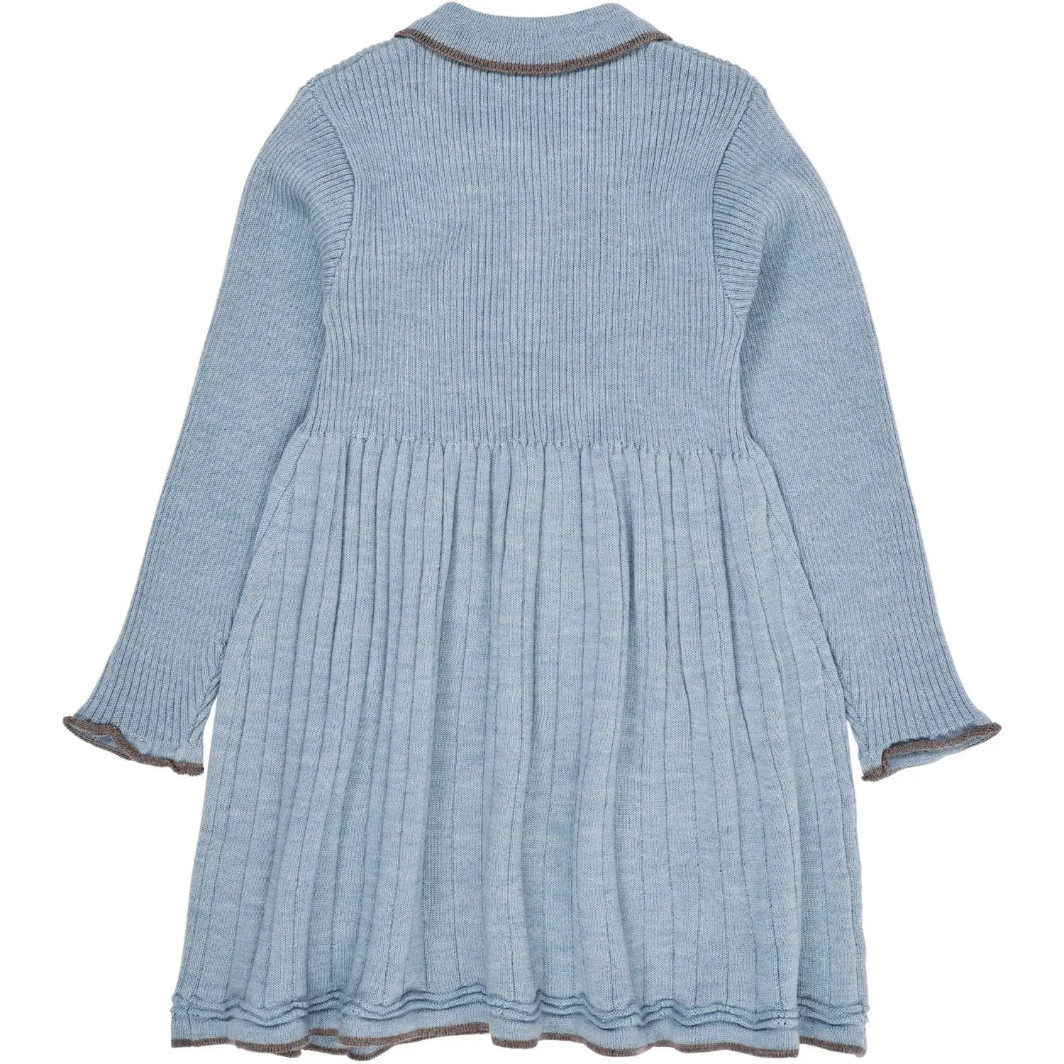COPENHAGEN COLORS Dusty Blue/Natural Mel Combi Merino Polo Dress