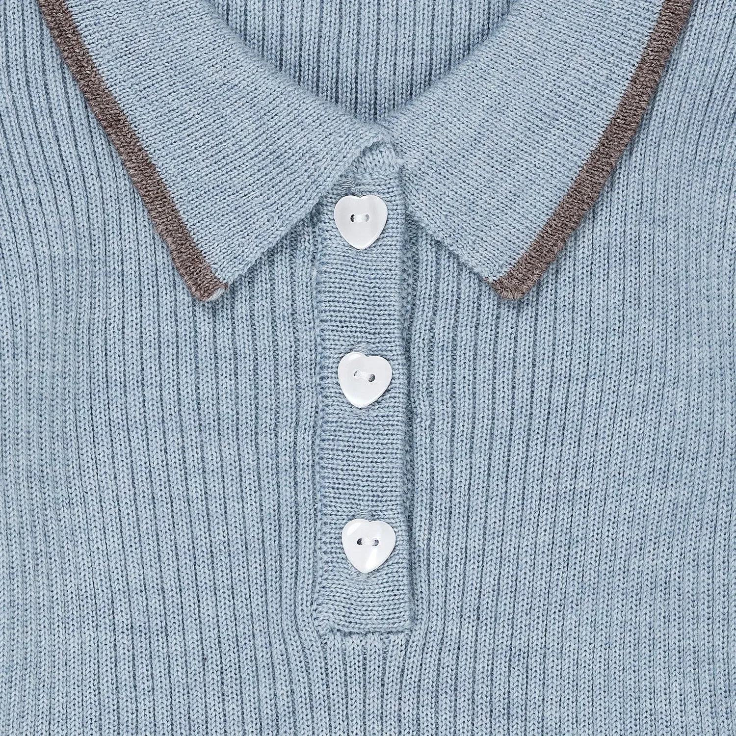 COPENHAGEN COLORS Dusty Blue/Natural Mel Combi Merino Polo Dress