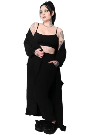 Foxblood - Fuzzy Teddy Lounge Duster Black - Cardigan