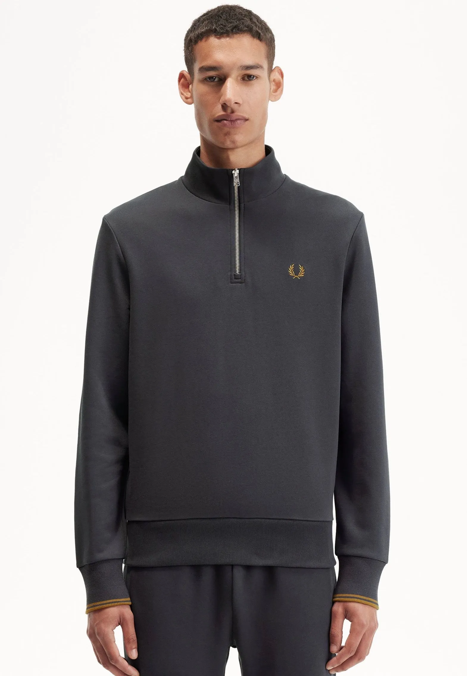 Fred Perry - Half Zip Anchor Grey/Dark Caramel - Pullover