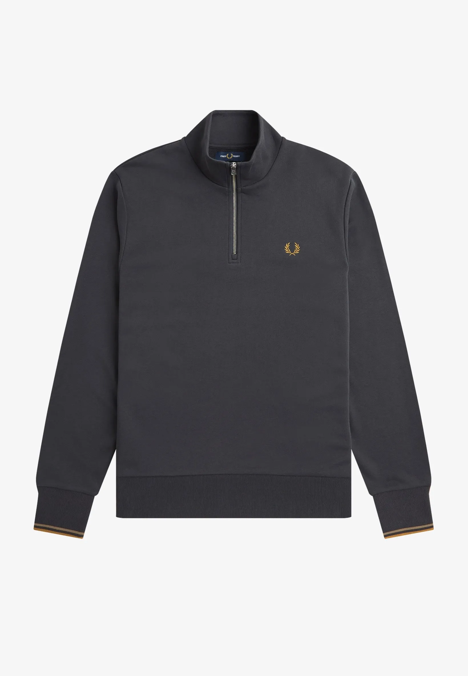 Fred Perry - Half Zip Anchor Grey/Dark Caramel - Pullover