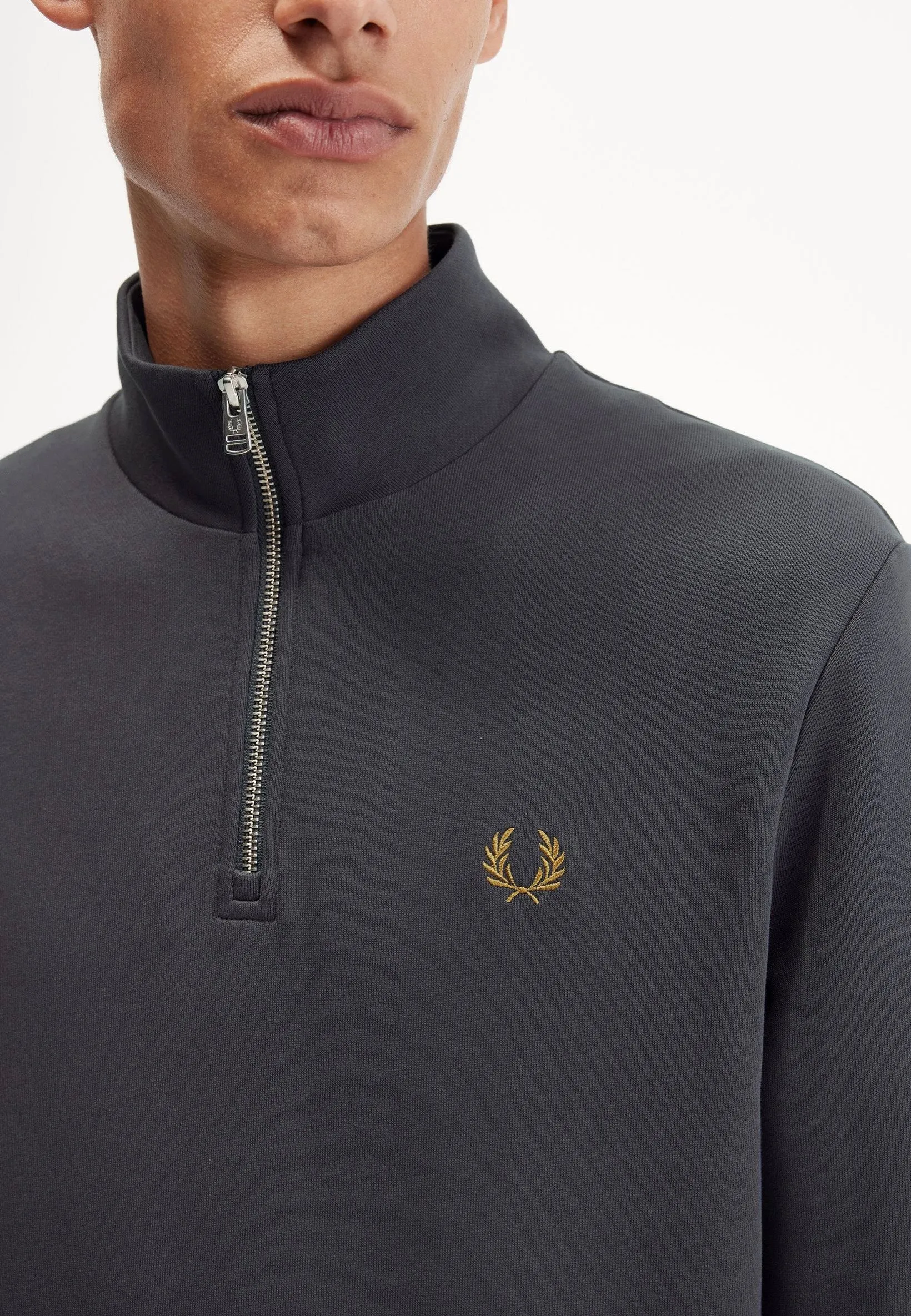 Fred Perry - Half Zip Anchor Grey/Dark Caramel - Pullover