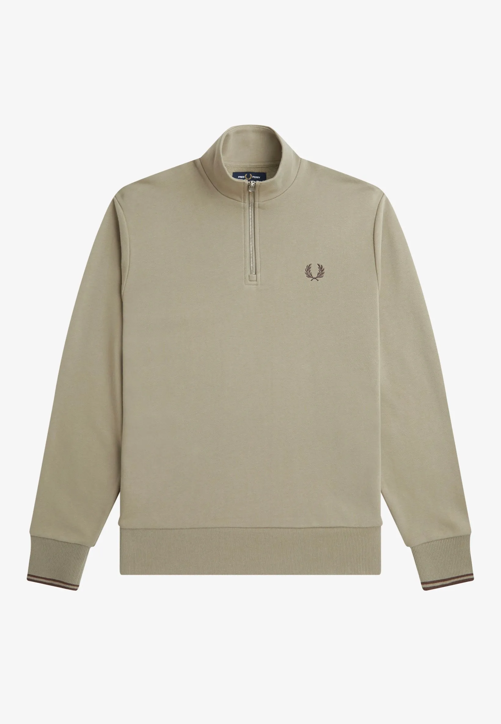 Fred Perry - Half Zip Warm Grey/Brick - Pullover