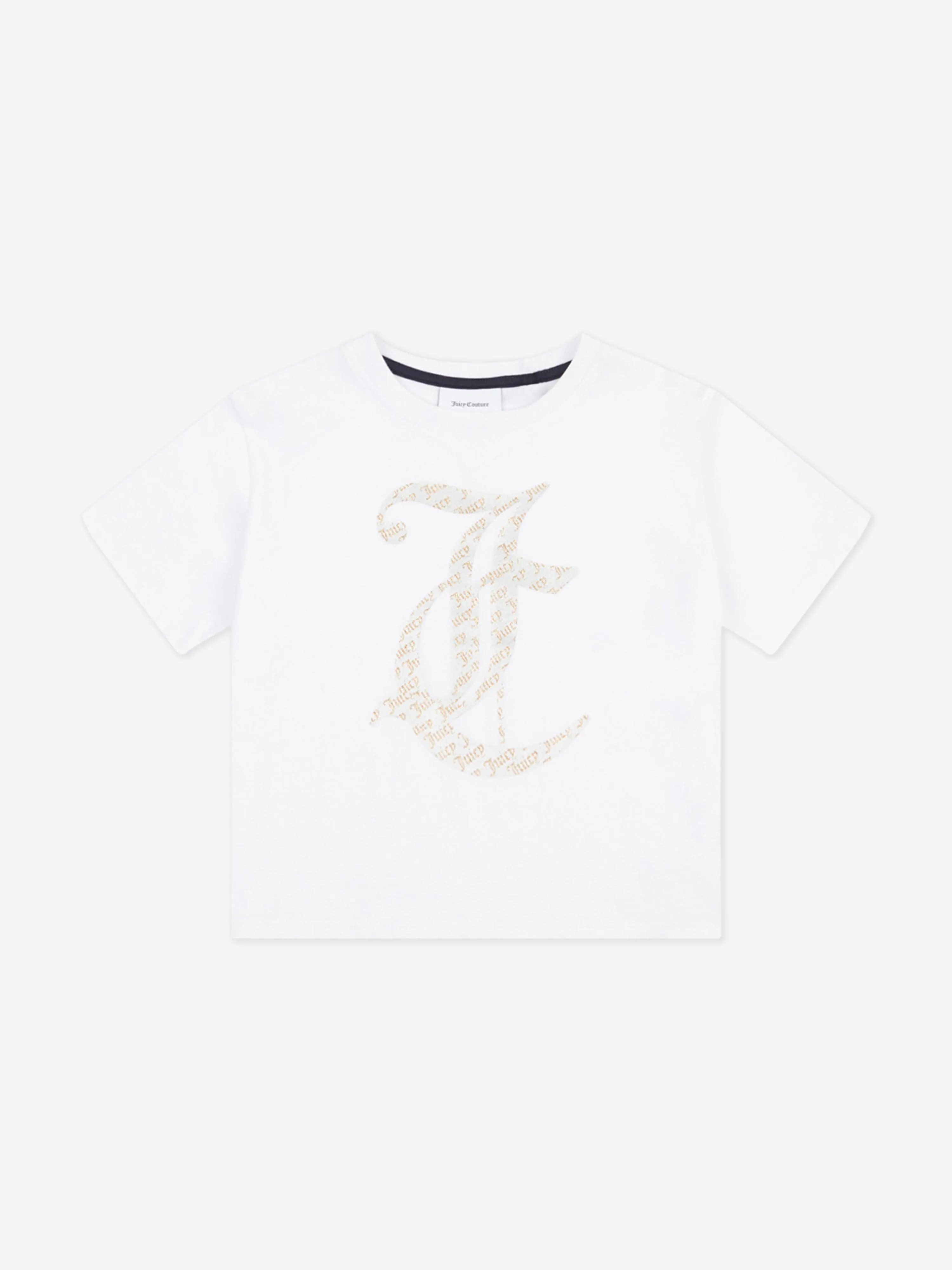 Girls Boxy T-Shirt and Velour Popper Shorts Set in Navy