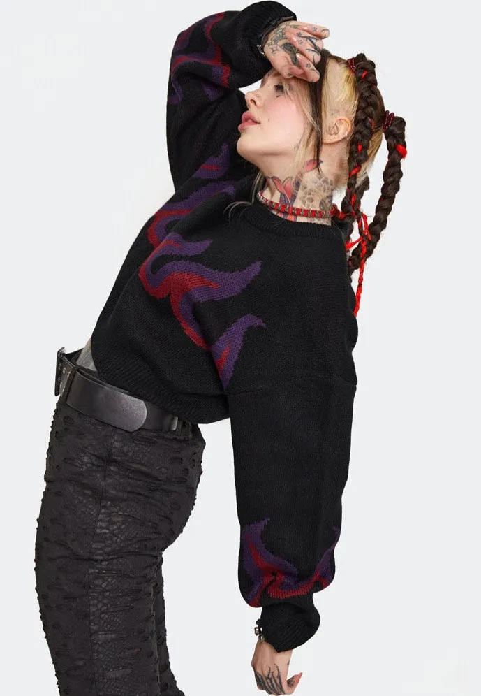 Jawbreaker - Dark Flame Chunky Cropped Black - Pullover