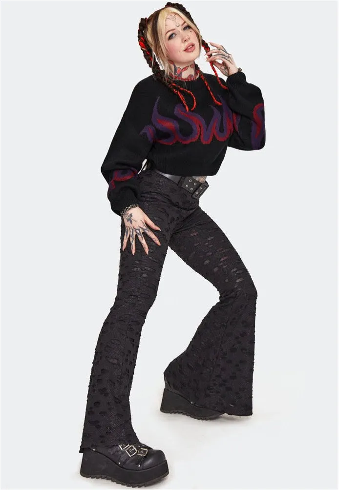 Jawbreaker - Dark Flame Chunky Cropped Black - Pullover