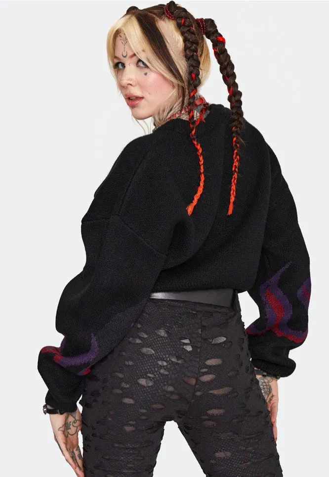 Jawbreaker - Dark Flame Chunky Cropped Black - Pullover