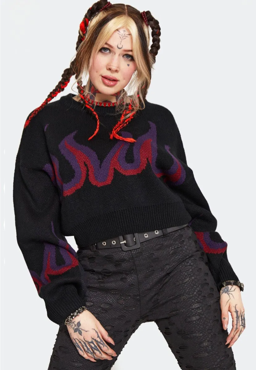Jawbreaker - Dark Flame Chunky Cropped Black - Pullover
