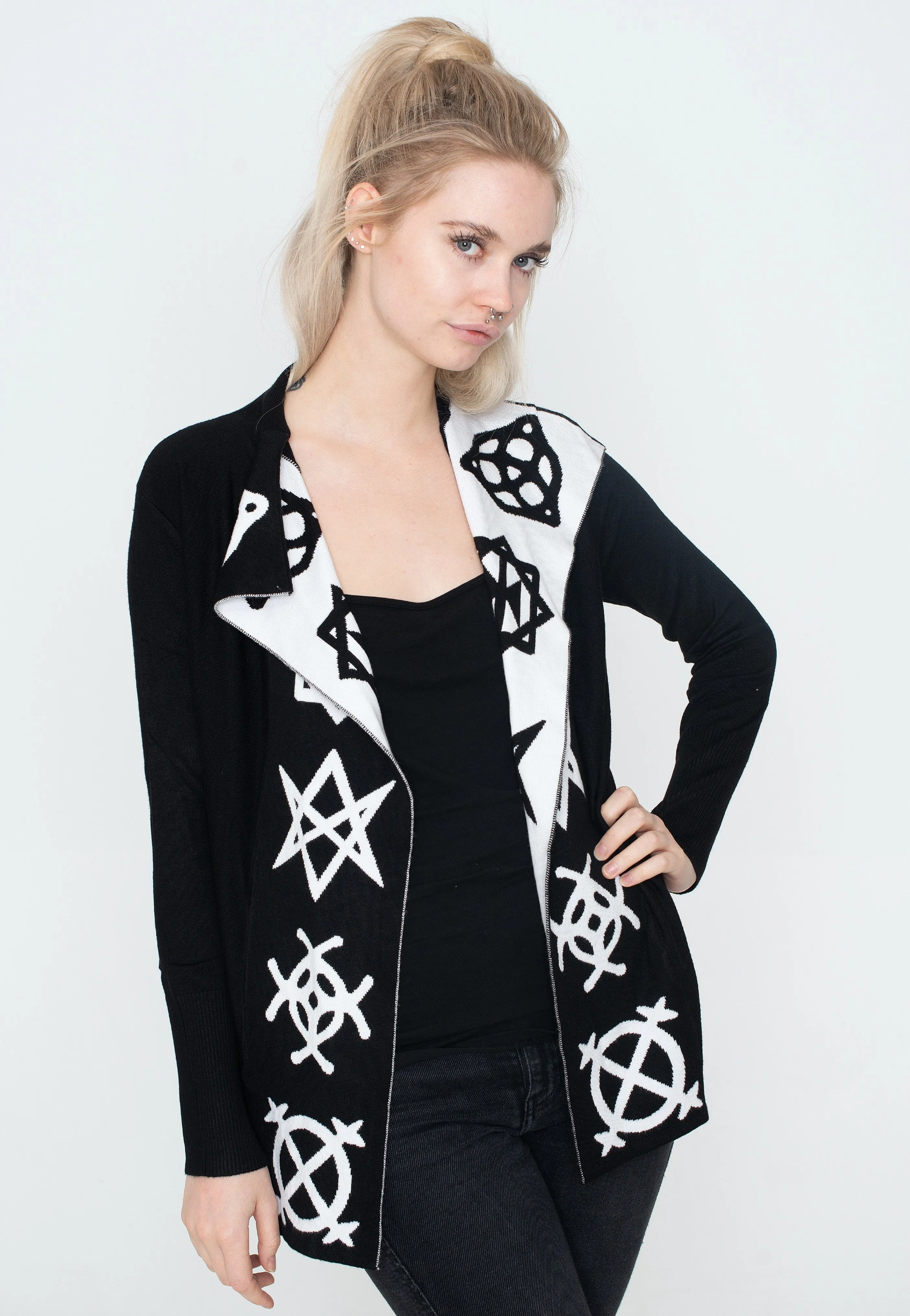Jawbreaker - Magic Symbols Reverse Black/White - Cardigan