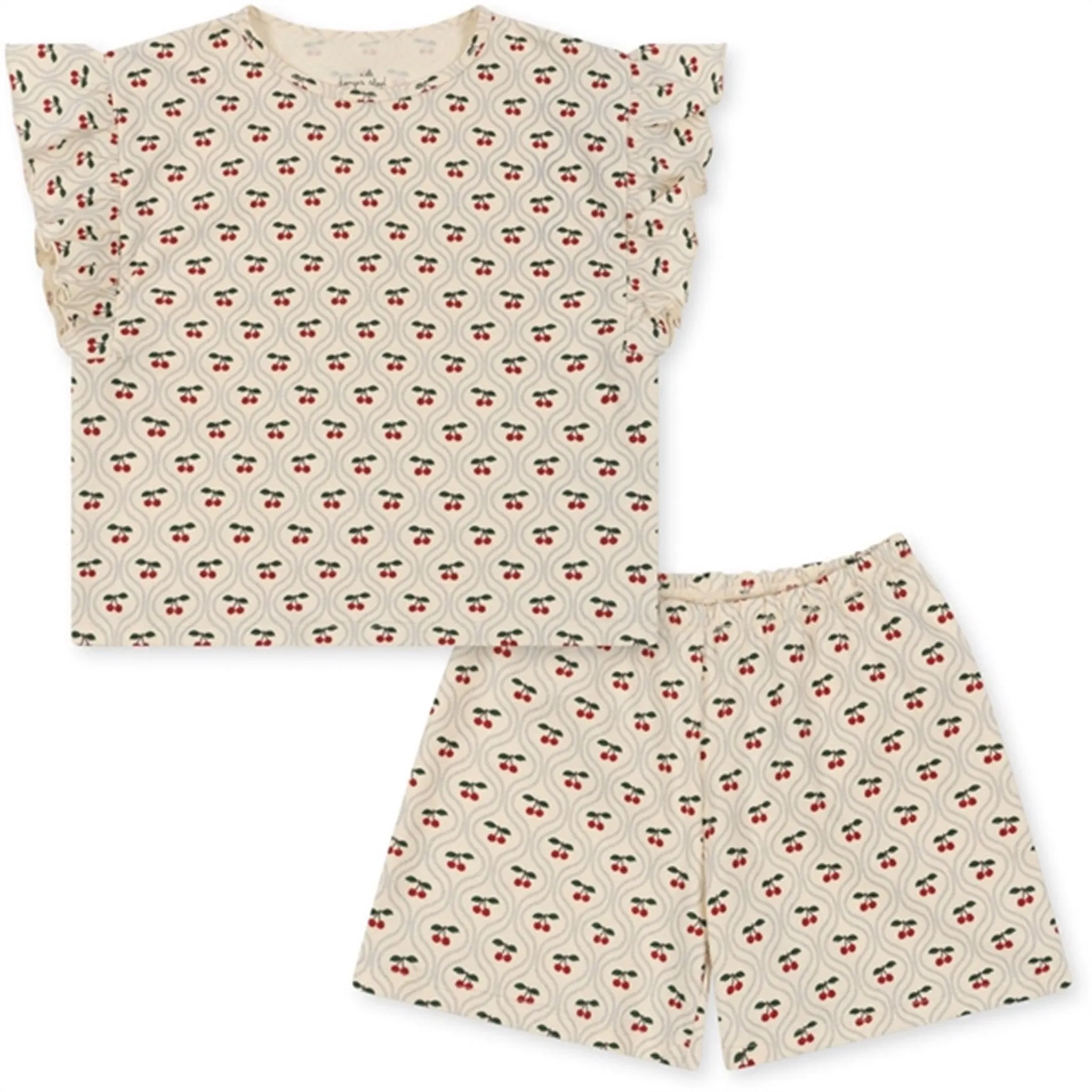 Konges Sljd Cherry Motif 2-pack Lin Frill Set