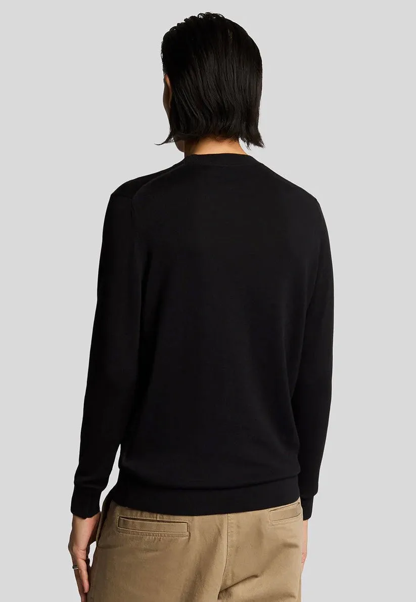 Lyle & Scott - Tonal Superfine Crew Neck Jet Black - Sweater