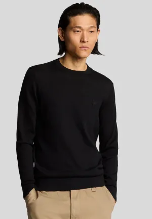 Lyle & Scott - Tonal Superfine Crew Neck Jet Black - Sweater