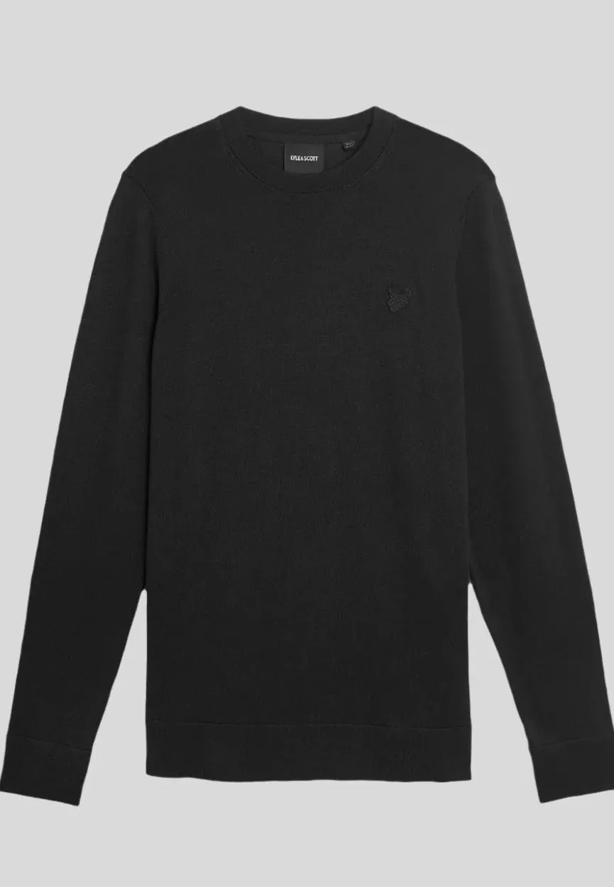 Lyle & Scott - Tonal Superfine Crew Neck Jet Black - Sweater