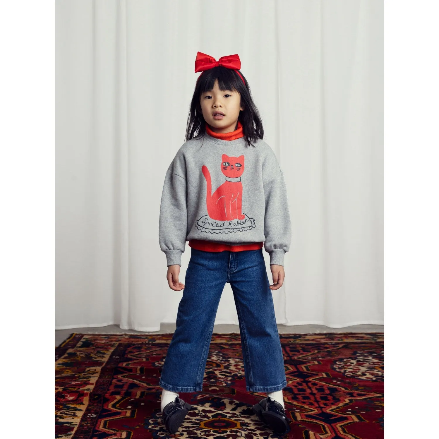 Mini Rodini Grey Melange Cat Sp Sweatshirt