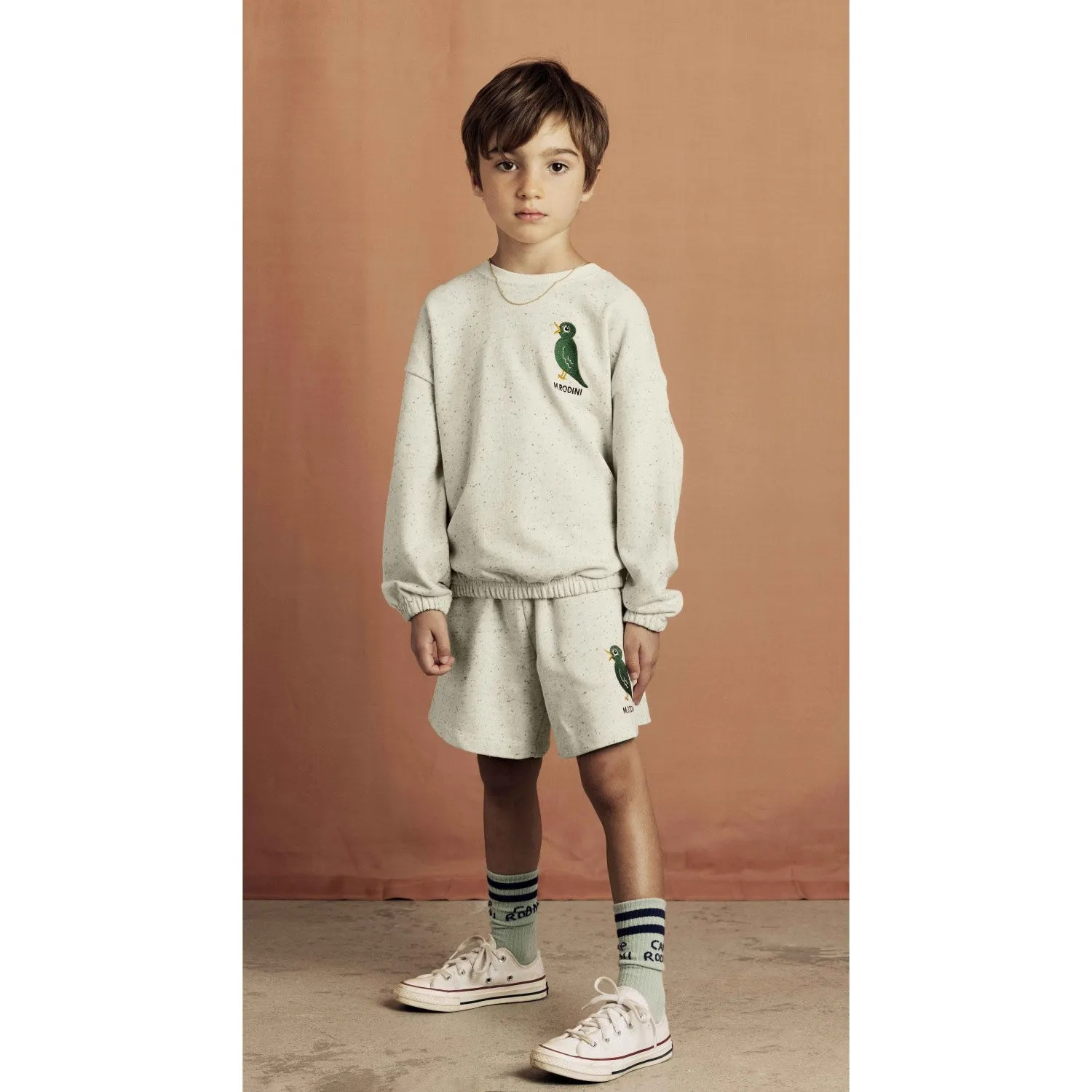 Mini Rodini Offwhite Bird Emb Neps Sweatshirt