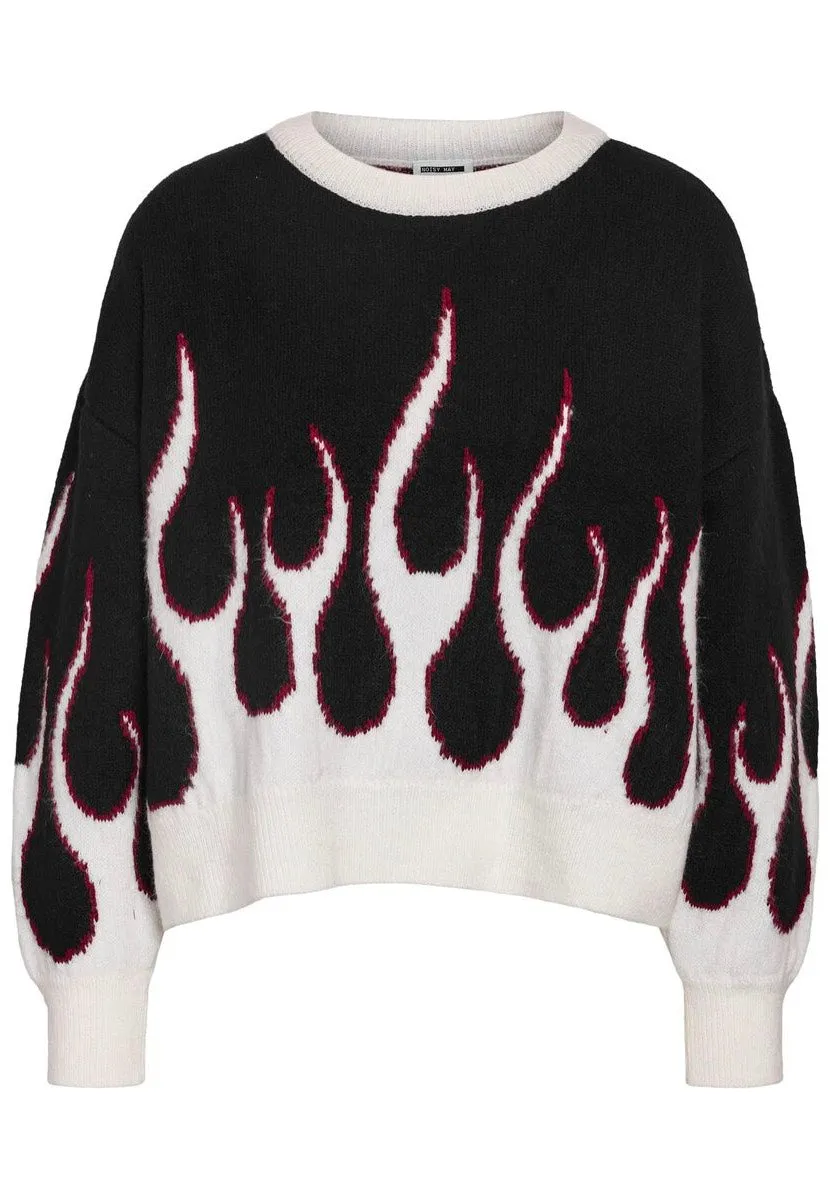 Noisy May - Bailey O Neck Jacquard Black Flame - Pullover