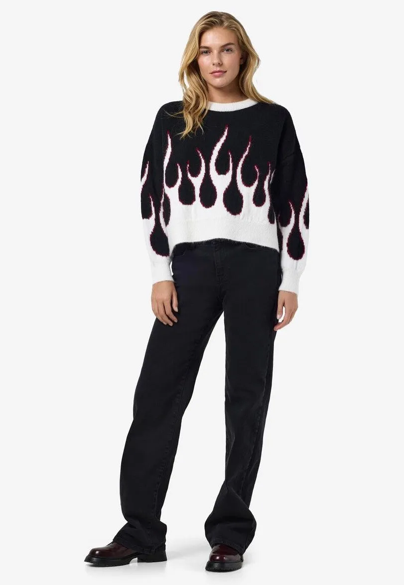 Noisy May - Bailey O Neck Jacquard Black Flame - Pullover