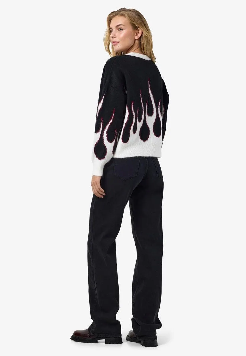 Noisy May - Bailey O Neck Jacquard Black Flame - Pullover