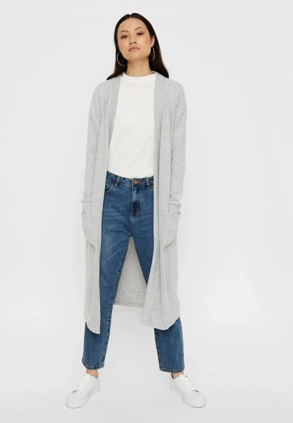 Noisy May - City L/S Long Light Grey Melange - Cardigan