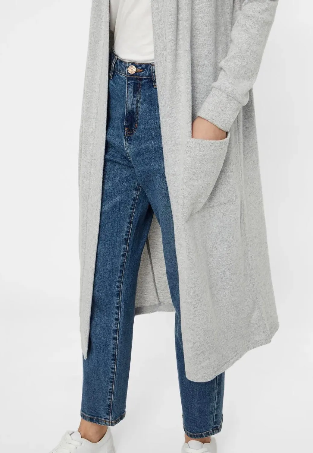 Noisy May - City L/S Long Light Grey Melange - Cardigan
