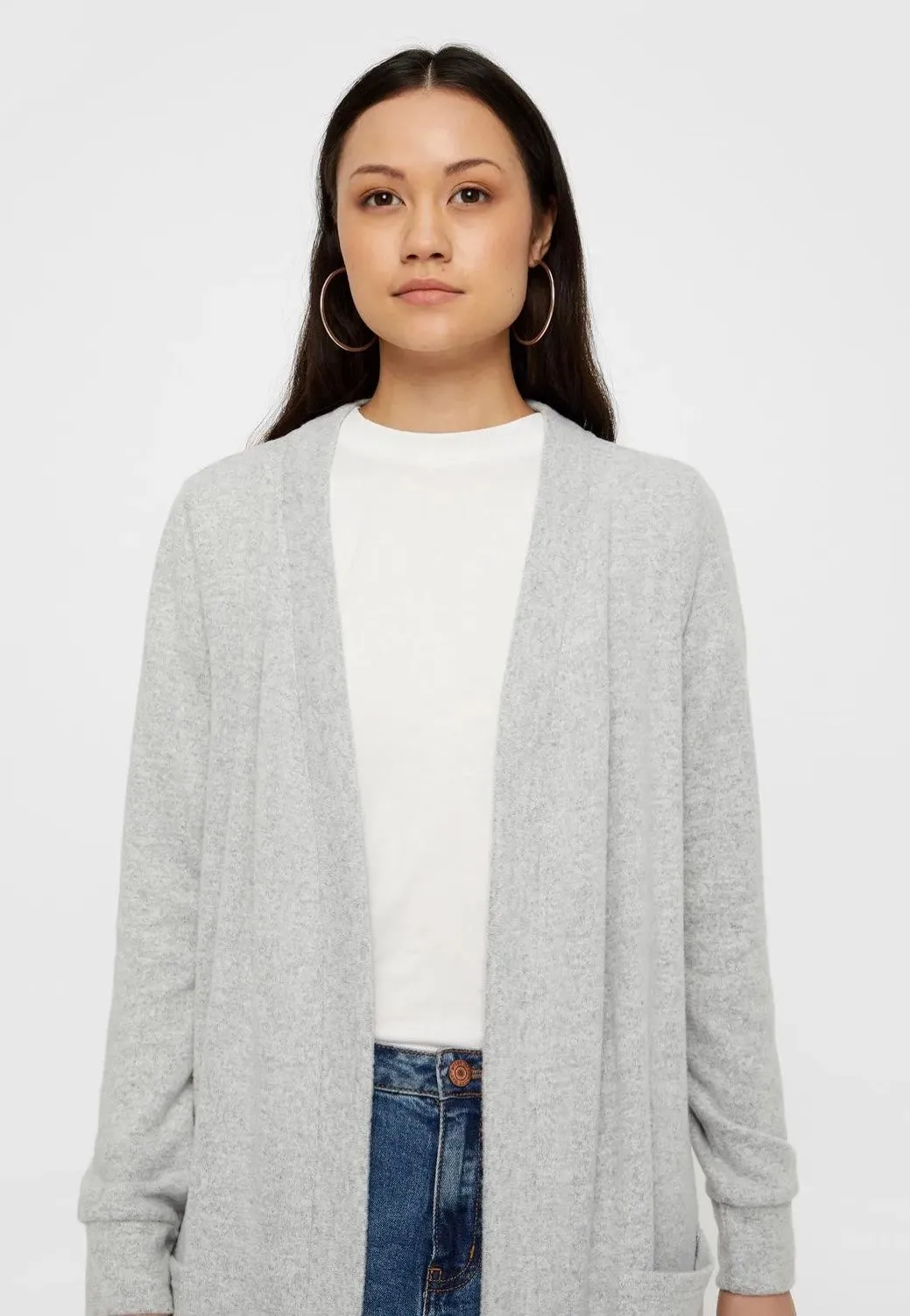 Noisy May - City L/S Long Light Grey Melange - Cardigan