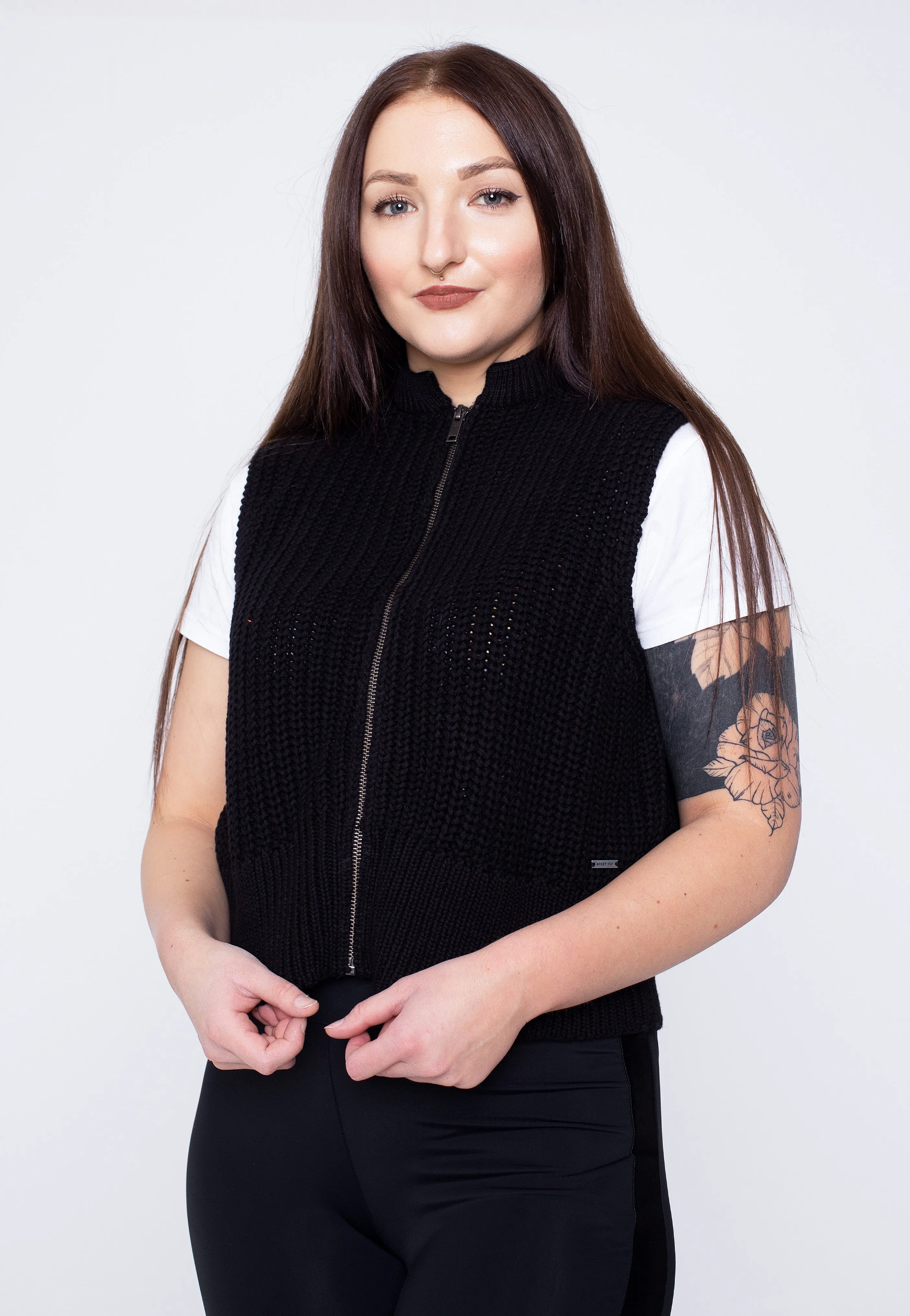 Noisy May - Lucia Zip Knit Black - Pullover