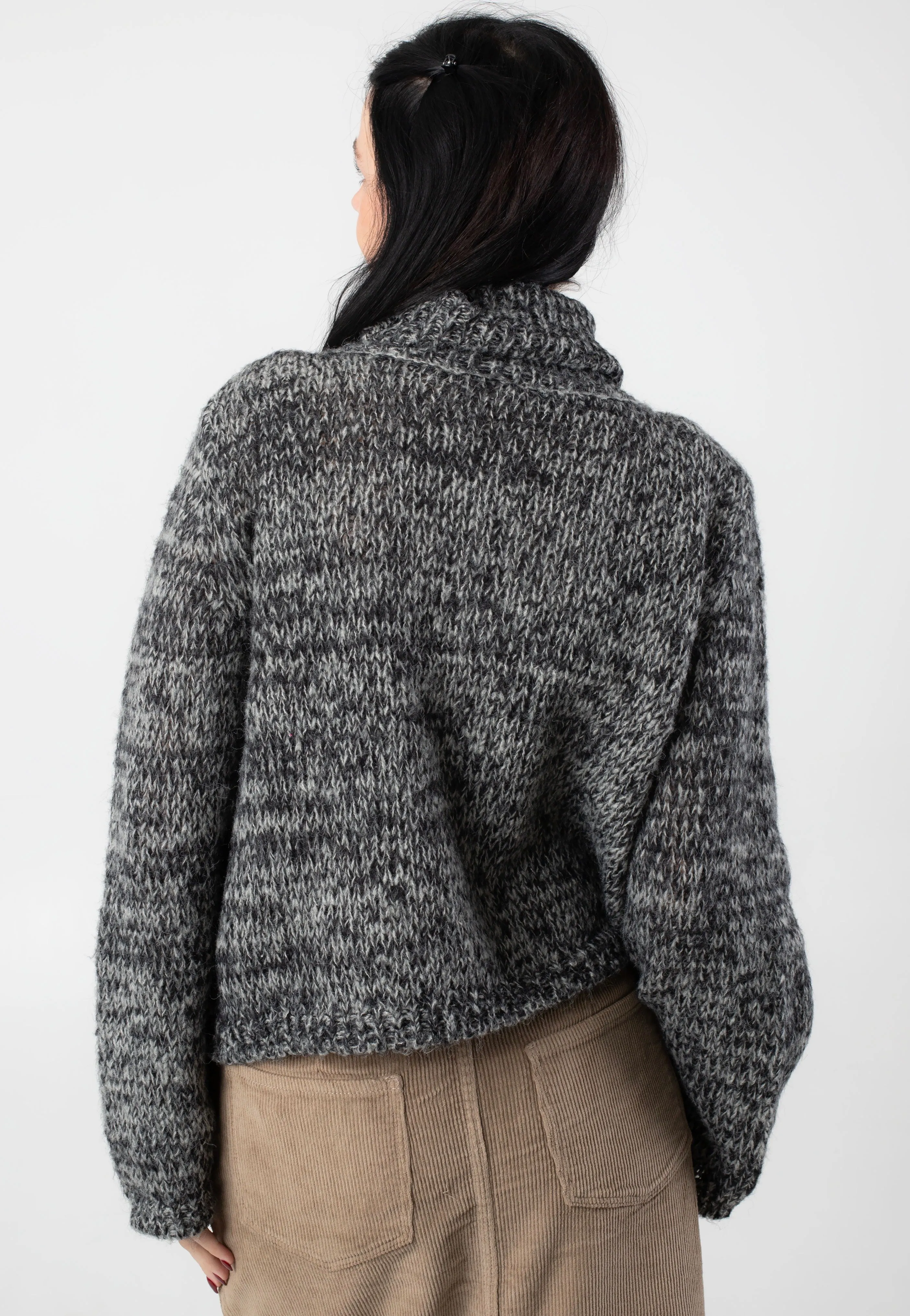 Noisy May - Nanna Roll Neck Black Ghost Gray Twisted - Pullover