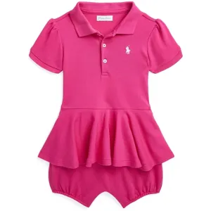 Ralph Lauren Baby Shortall Bright Pink W/ White