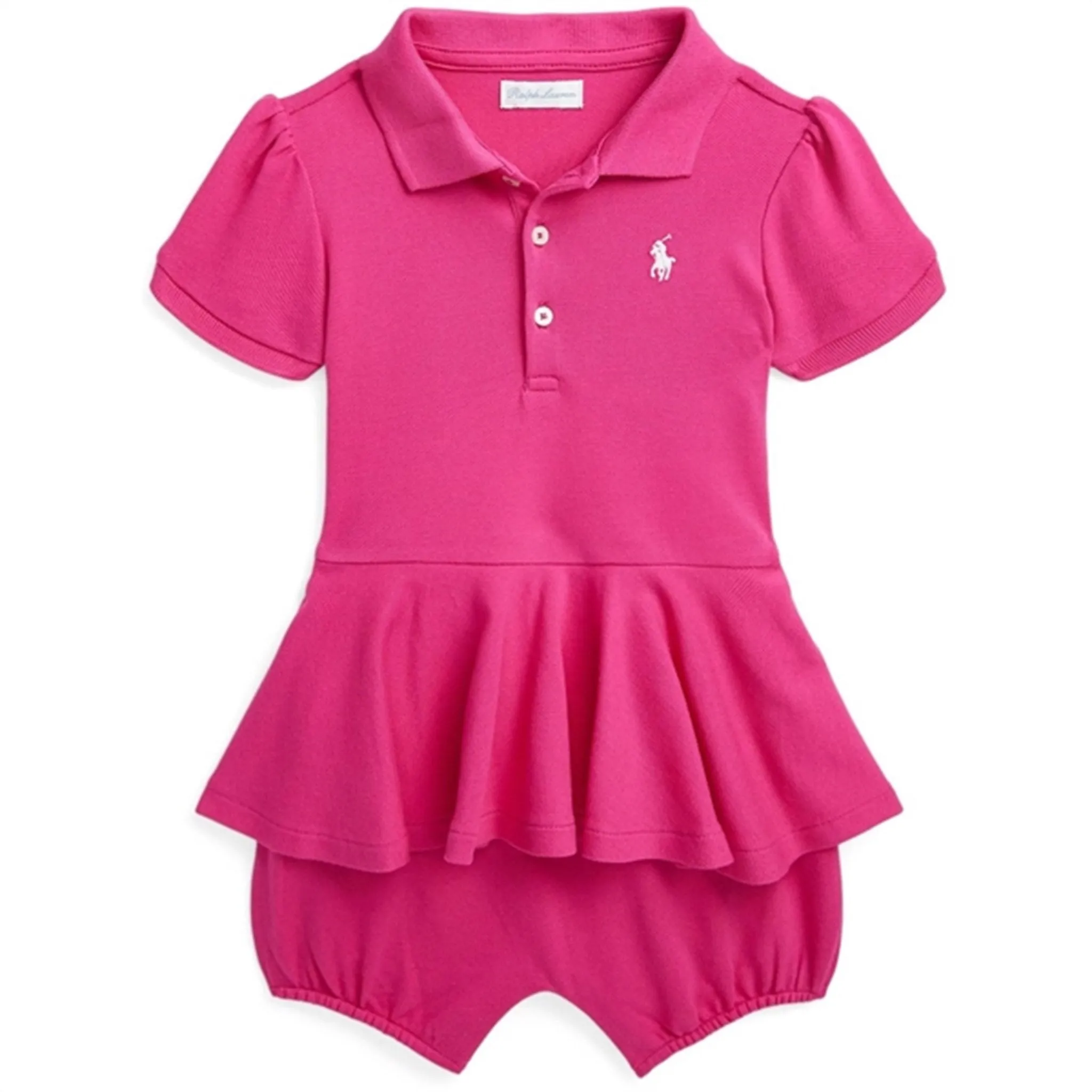 Ralph Lauren Baby Shortall Bright Pink W/ White
