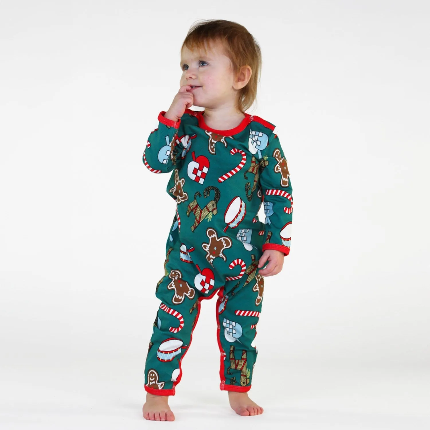 Smfolk Petroleum Green Longrmet Jumpsuit With Christmas Decorations