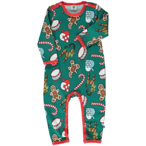 Smfolk Petroleum Green Longrmet Jumpsuit With Christmas Decorations