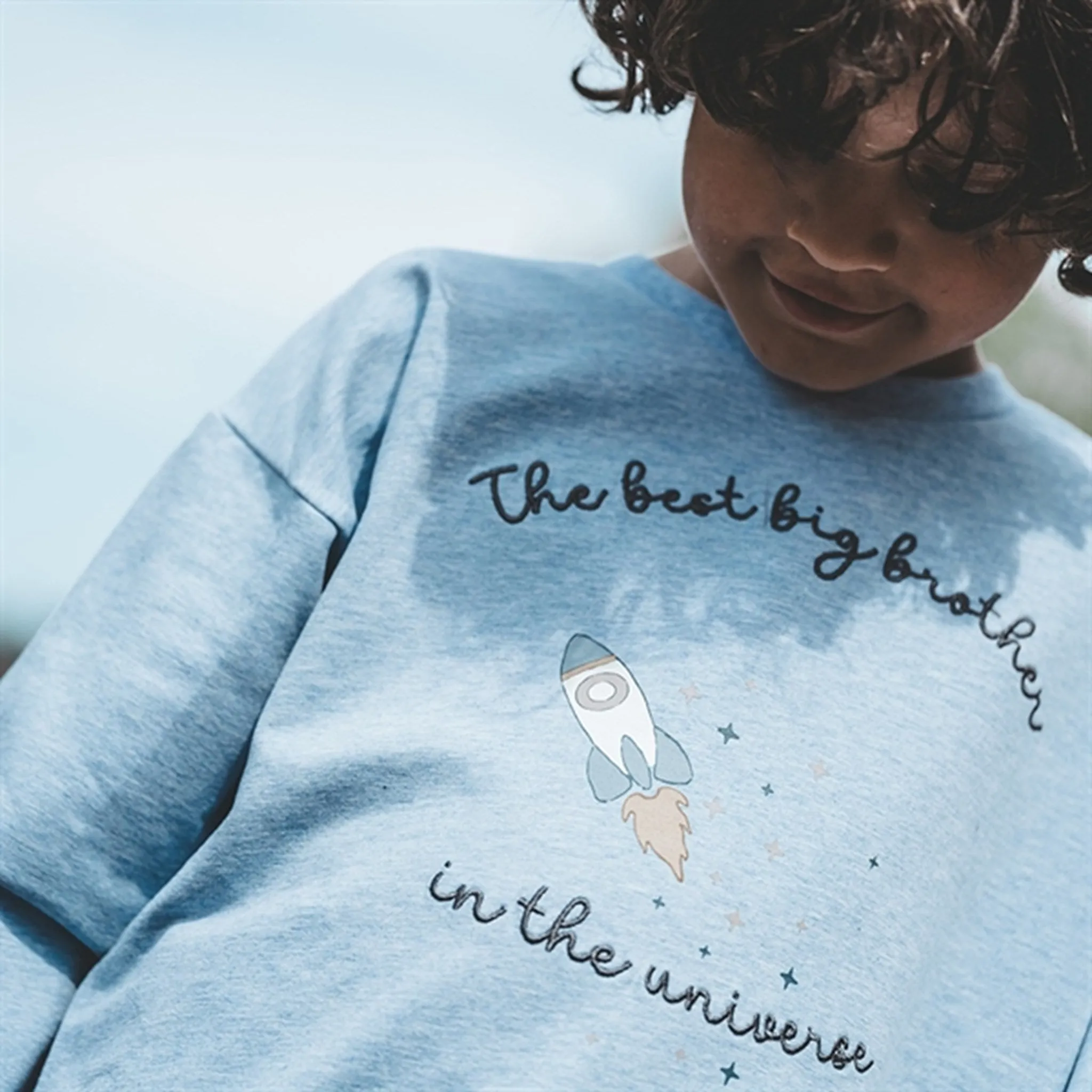 That's Mine Light Blue Melange Finley Big Brother Sweatshirt