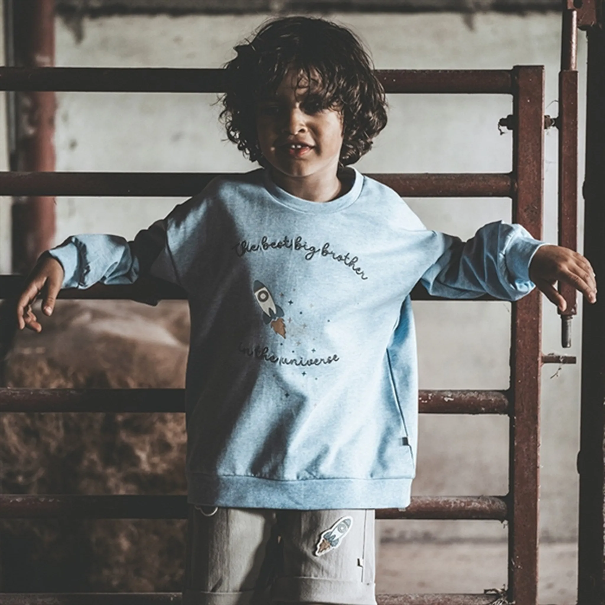 That's Mine Light Blue Melange Finley Big Brother Sweatshirt