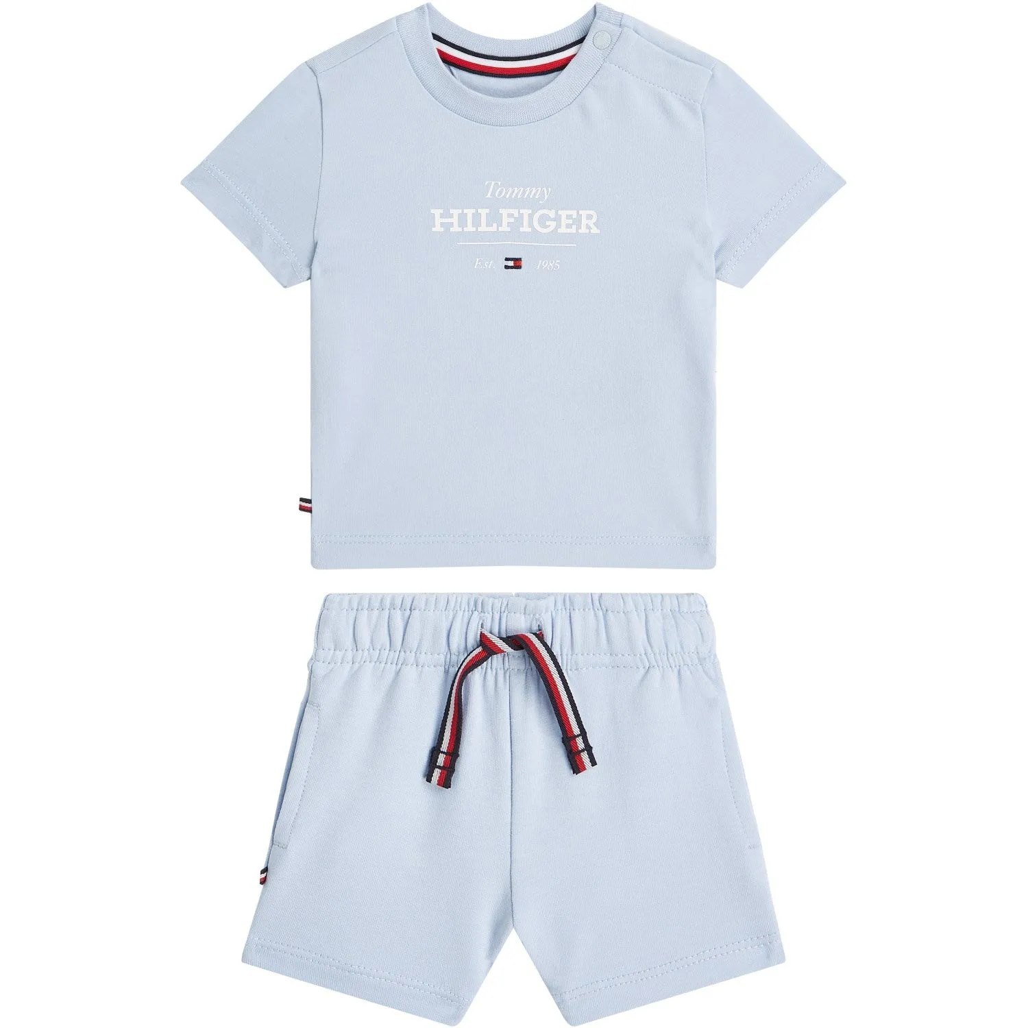 Tommy Hilfiger Breezy Blue Monotype Tee And Short Set