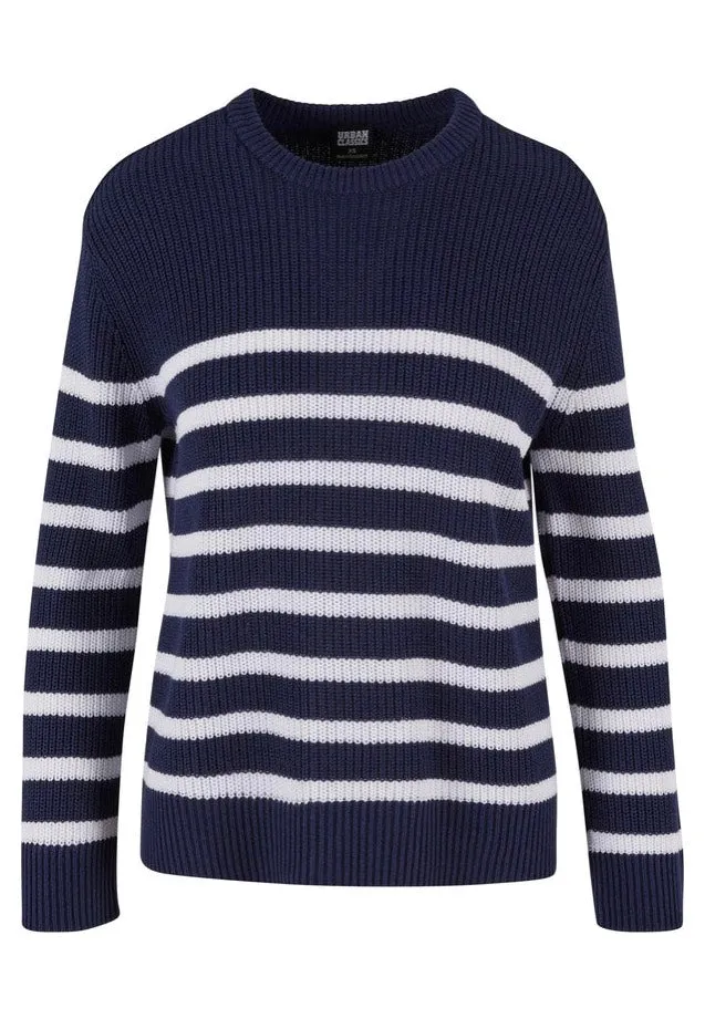 Urban Classics - Ladies Rib Striped Navy/White - Pullover