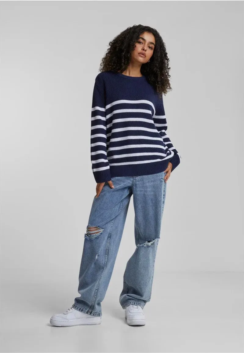 Urban Classics - Ladies Rib Striped Navy/White - Pullover