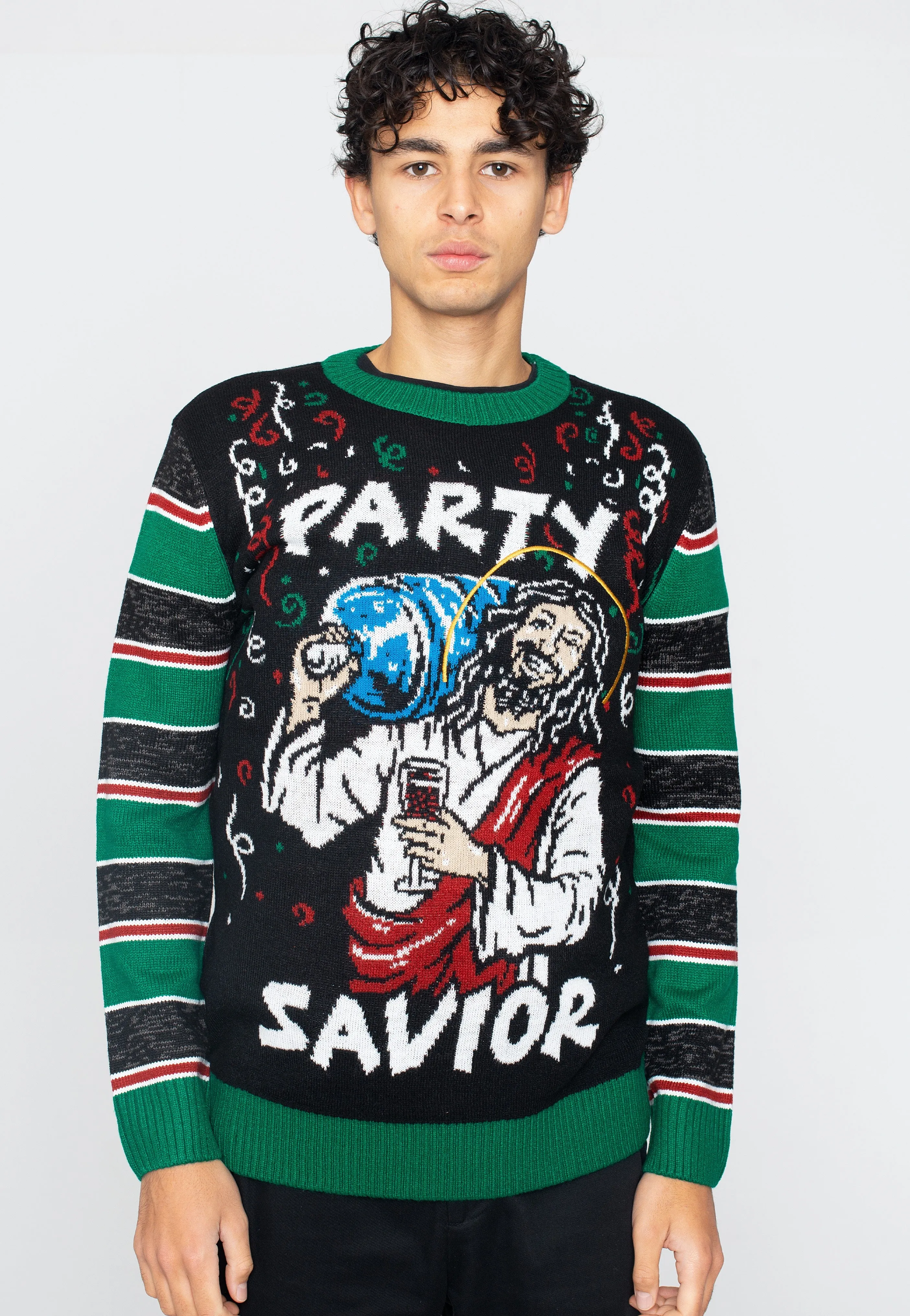 Urban Classics - Savior Christmas Black/X-Mas Green - Pullover