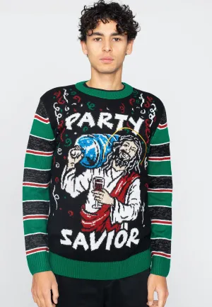 Urban Classics - Savior Christmas Black/X-Mas Green - Pullover