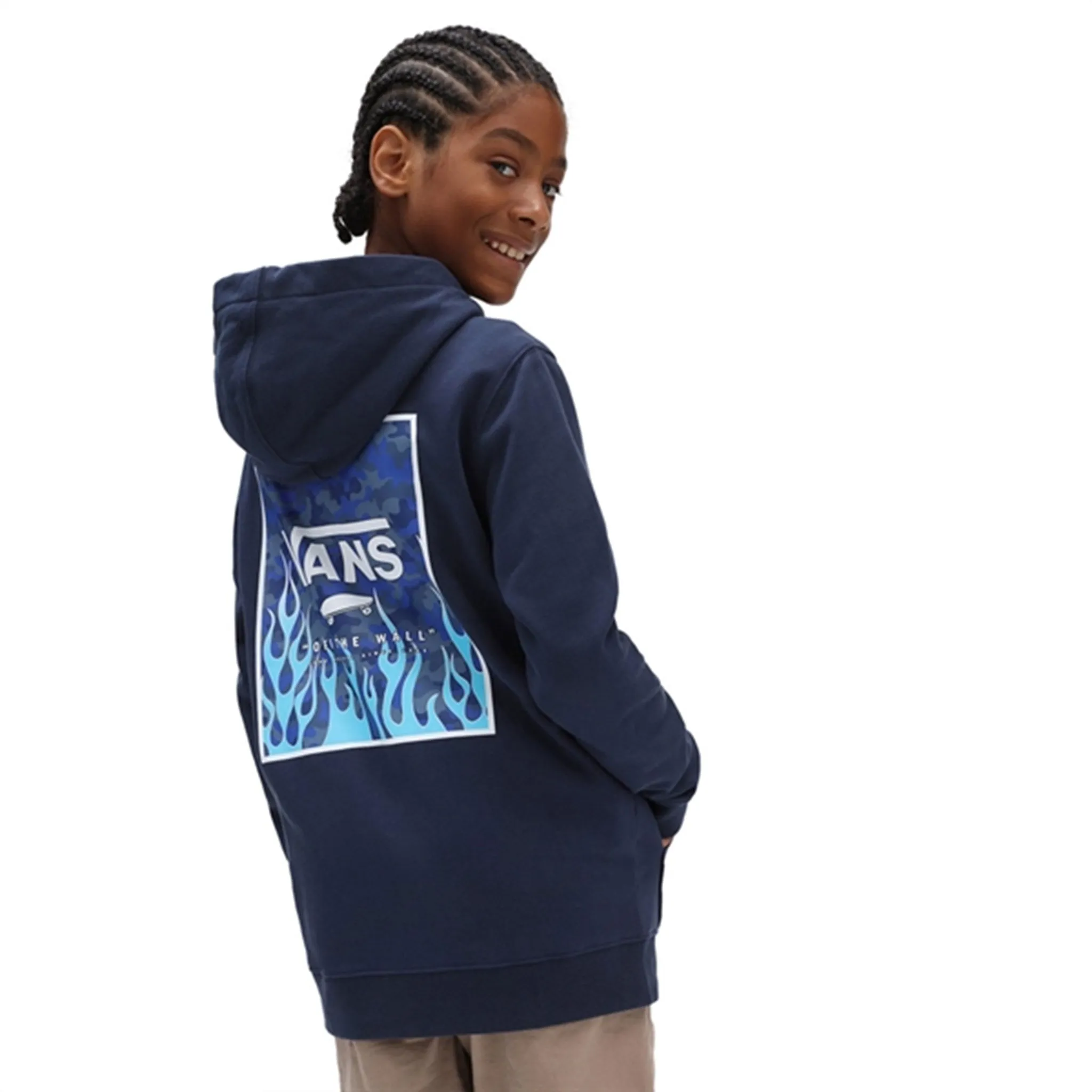 VANS Kids Print Box PO Hoodie Dress Blues Camo Flame