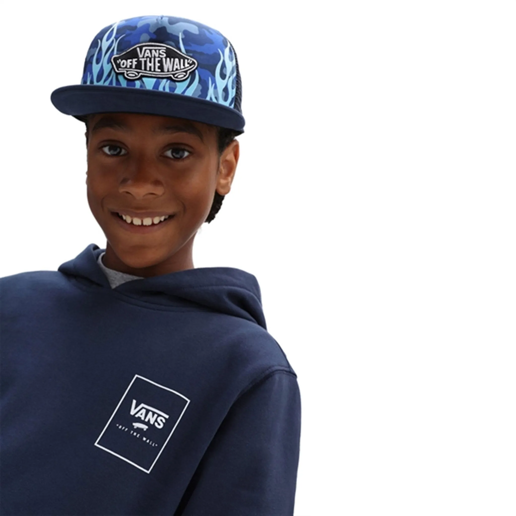 VANS Kids Print Box PO Hoodie Dress Blues Camo Flame