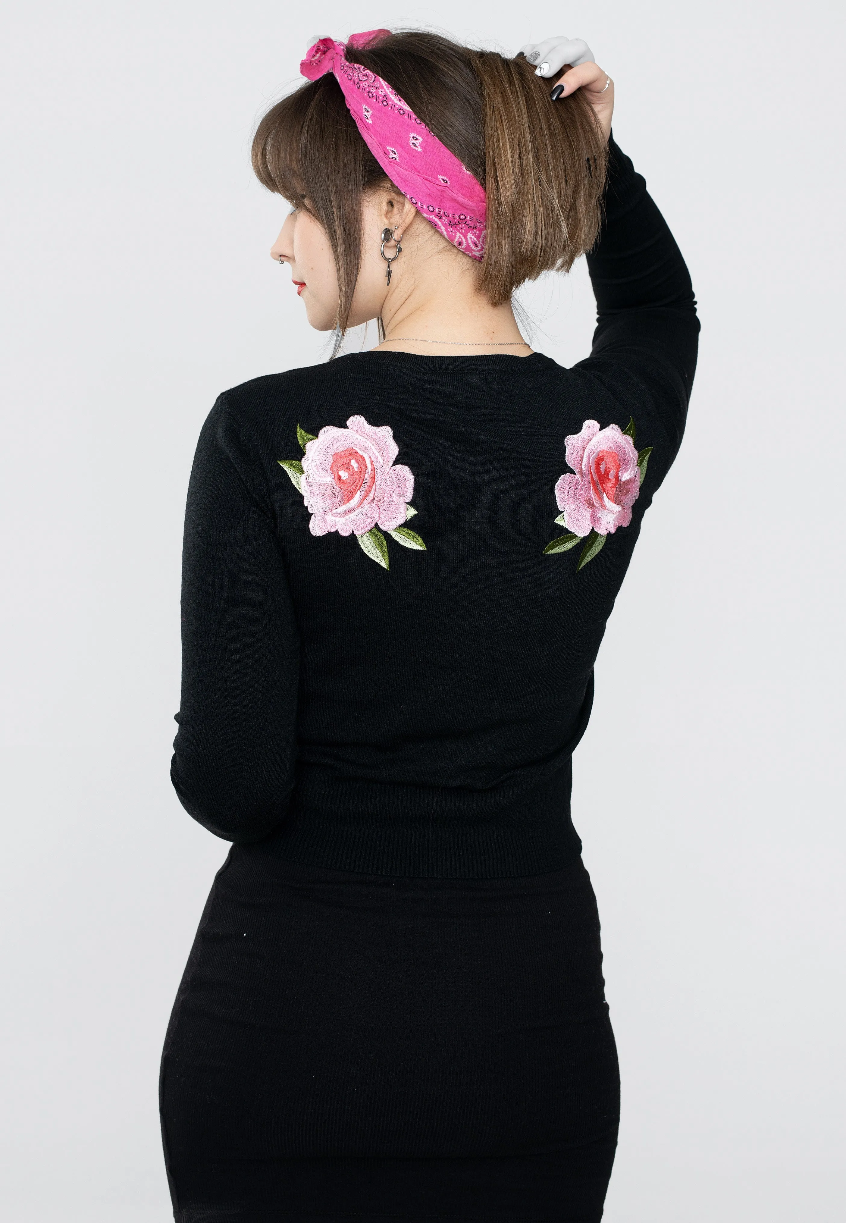 Voodoo Vixen - Dark Floral Emb Black - Cardigan